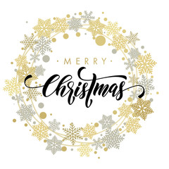 Golden text for Merry Christmas card