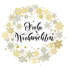 Fototapeta na wymiar German Merry Christmas text. Weihnachten greeting card