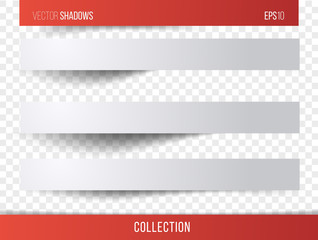 Fototapeta premium Realistic vector shadow with transparent background, set of transparent realistic linear paper shadow vector illustration