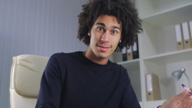 The guy communicates with clients