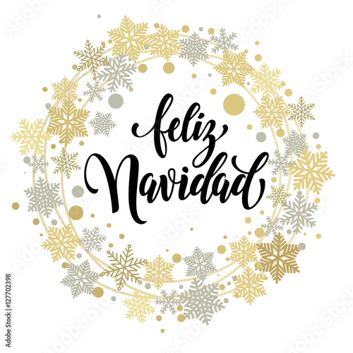 "Merry Christmas in Spanish text for greeting card" Stock image and