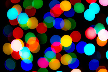 Abstract blurred garland lights.  Background for Christmas and New Year