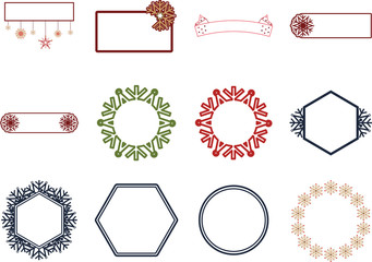 Various types of christmas decoration on white background