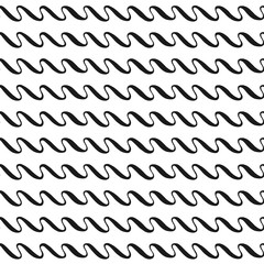 Grunge seamless pattern of black white wave, seamless background grunge monochrome wavy stripes, calligraphic wavy lines, hand drawn vector pattern for textile, wallpaper, web, wrapping, fabric, paper
