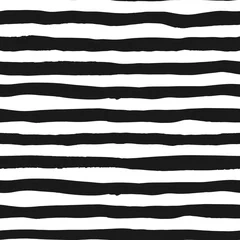 Keuken foto achterwand Horizontale strepen Grunge naadloze patroon van zwarte en witte lijnen, naadloze achtergrond grunge zwart-wit strepen, hand getekende vector patroon voor textiel, behang, webdesign, inwikkeling, stof, papier