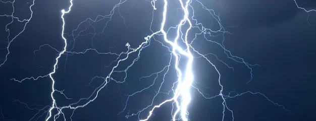Fototapeten Huge lightnings and thunder during heavy summer storm © Solid photos