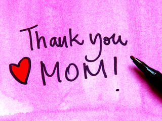 thank you mom handwritten on pink 