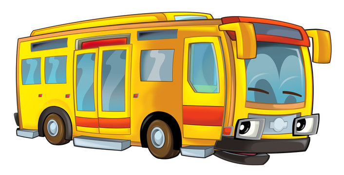 Cartoon happy and funny cartoon bus - illustration for children