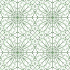 Seamless abstract background pattern with green ornament isolated on white background. For invitations, banknotes, diplomas, certificates, tickets and other papers design. Vector illustration eps