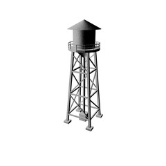 Water tower.Isolated on white background.Grunge effect.