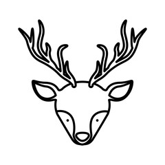 front face silhouette reindeer with horns vector illustration