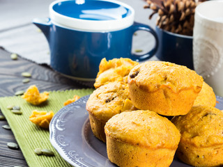 Pumpkin sweet muffins for fall breakfast