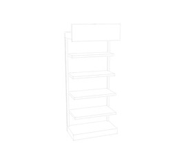 Empty showcase. Isolated on white background. Sketch illustratio