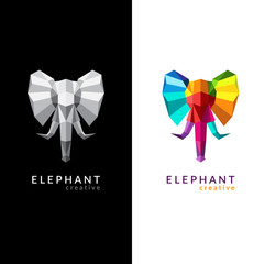 Colorful low poly elephant illustration. Abstract low poly elephant symbol. Eps10 vector.