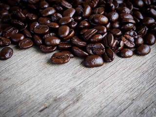 Coffee bean on wooden background