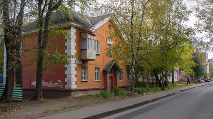 Fototapeta na wymiar Houses in Tver, Russia. Built in the 1950s.