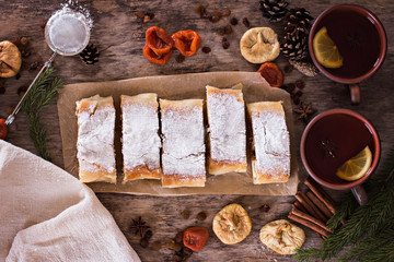 strudel with dried fruits