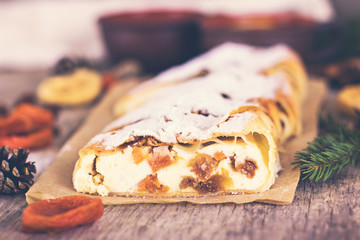 strudel with dried fruits