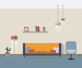 Modern interior living room Vector