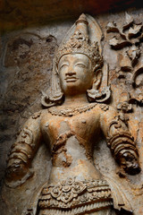 Stucco sculpture on the antique carving wall