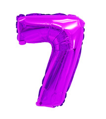 number 7 (seven) from balloons purple.
