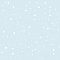 Falling snow  seamless pattern. White splash on blue background. Winter snowfall hand drawn spray texture.