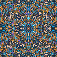Ornate floral seamless texture, endless pattern with vintage mandala elements.