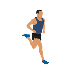 Fototapeta na wymiar Running man, flat vector illustration. Individual summer sport
