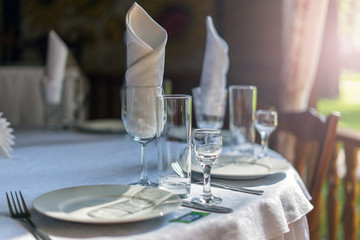 Table setting at a banquet,