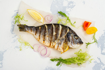 Delicious grilled dorado with vegetables