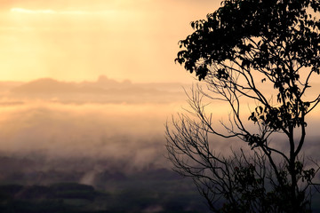 Fototapeta premium View from the mountain, Tiger Cave Temple (Wat Tham Suea), Krabi, Thailand.