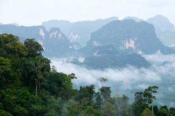 View from the mountain, Tiger Cave Temple (Wat Tham Suea), Krabi, Thailand.