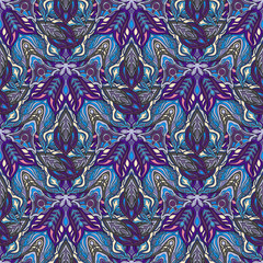 Ornate floral seamless texture, endless pattern with vintage mandala elements.