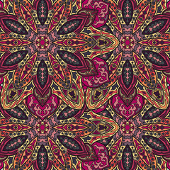 Ornate floral seamless texture, endless pattern with vintage mandala elements.