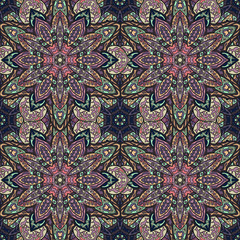 Ornate floral seamless texture, endless pattern with vintage mandala elements.