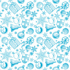 snowflakes on blue background.