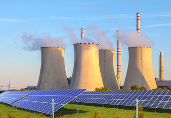
Thermal power plant with solar panels in Czech Republic Europe
