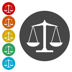 Scales balance icon, Justice Scale Icons set