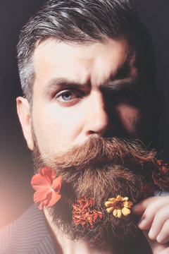 Man With Flowers In Beard