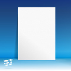 Vector of White paper poster in white gradient to vivid blue stu