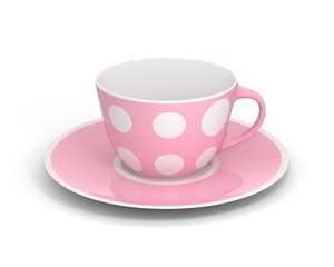 Isolated classic cup with pattern on white background. 3D Illustration.