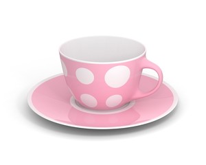Isolated classic cup with pattern on white background. 3D Illustration.