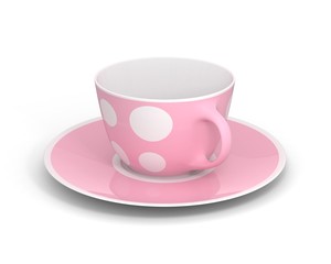 Isolated classic cup with pattern on white background. 3D Illustration.