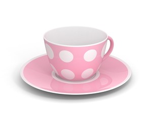 Isolated classic cup with pattern on white background. 3D Illustration.