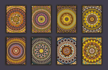 Collection retro cards. Ethnic backgrounds. Card of invitation.