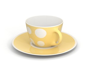 Isolated classic cup with pattern on white background. 3D Illustration.