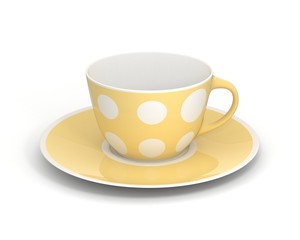 Isolated classic cup with pattern on white background. 3D Illustration.