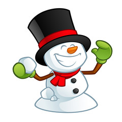 Nice snowman, he is wearing a top hat and a scarf