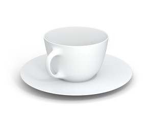 Isolated classic cup on white background. 3D Illustration.