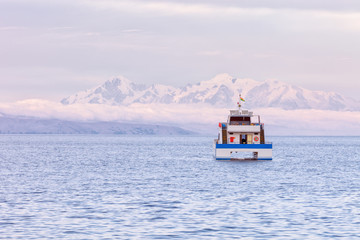 Boat on Lake Titicaca, Sun`s Island, La Paz, Bolivia